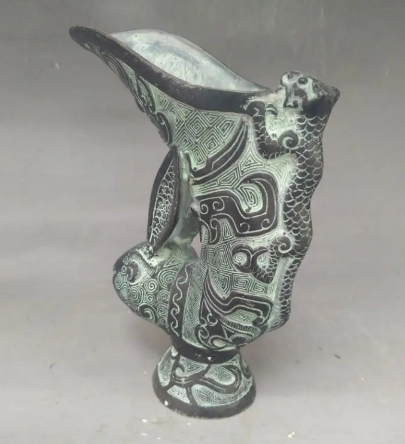 China bronze rabbit head wine cup crafts statue