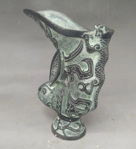 China bronze rabbit head wine cup crafts statue