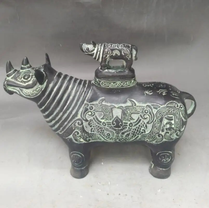 China bronze rhinoceros crafts statue
