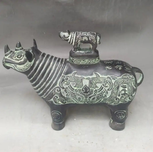 China bronze rhinoceros crafts statue