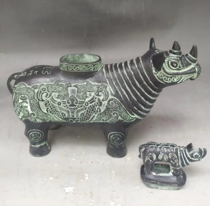 China bronze rhinoceros crafts statue