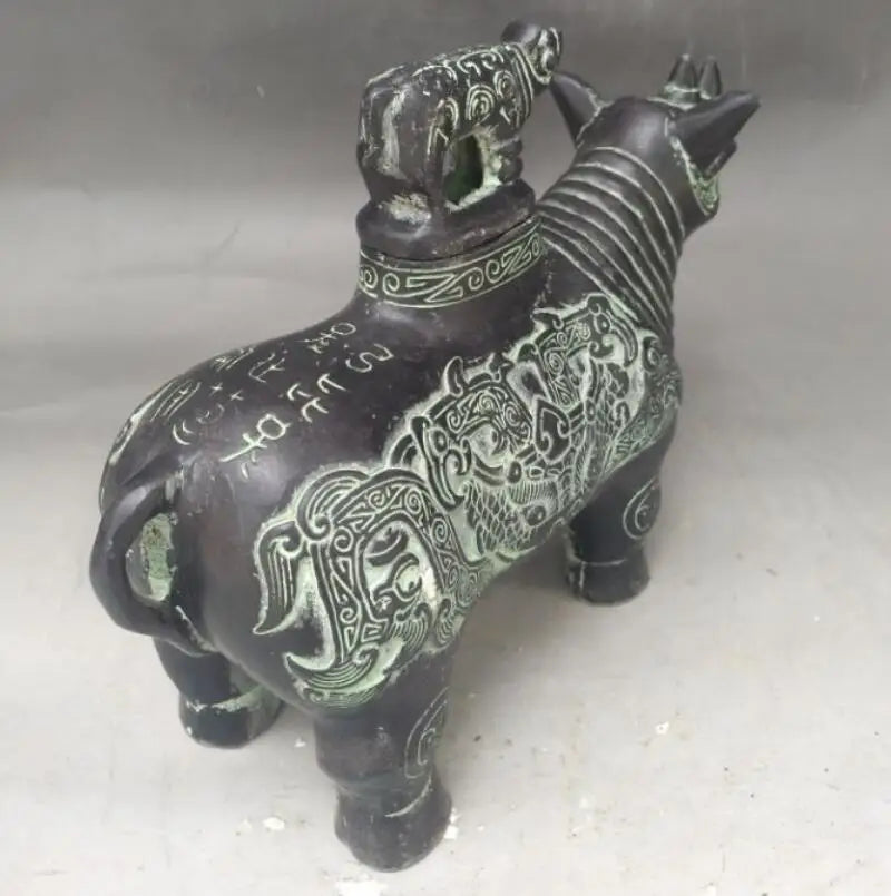 China bronze rhinoceros crafts statue