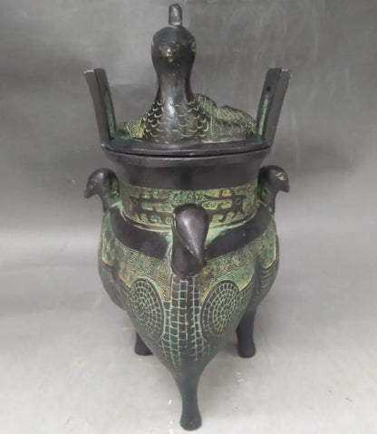 China bronze three bird incense burner crafts statue