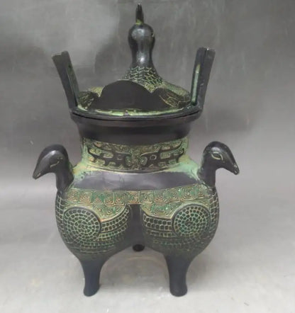 China bronze three bird incense burner crafts statue