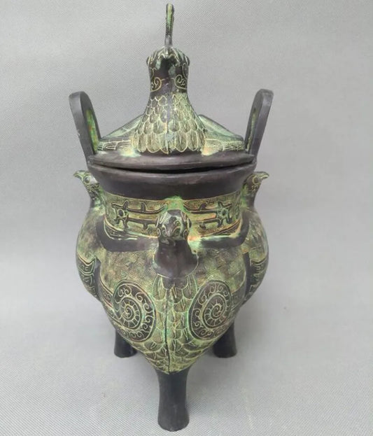 China bronze three bird tripod crafts statue