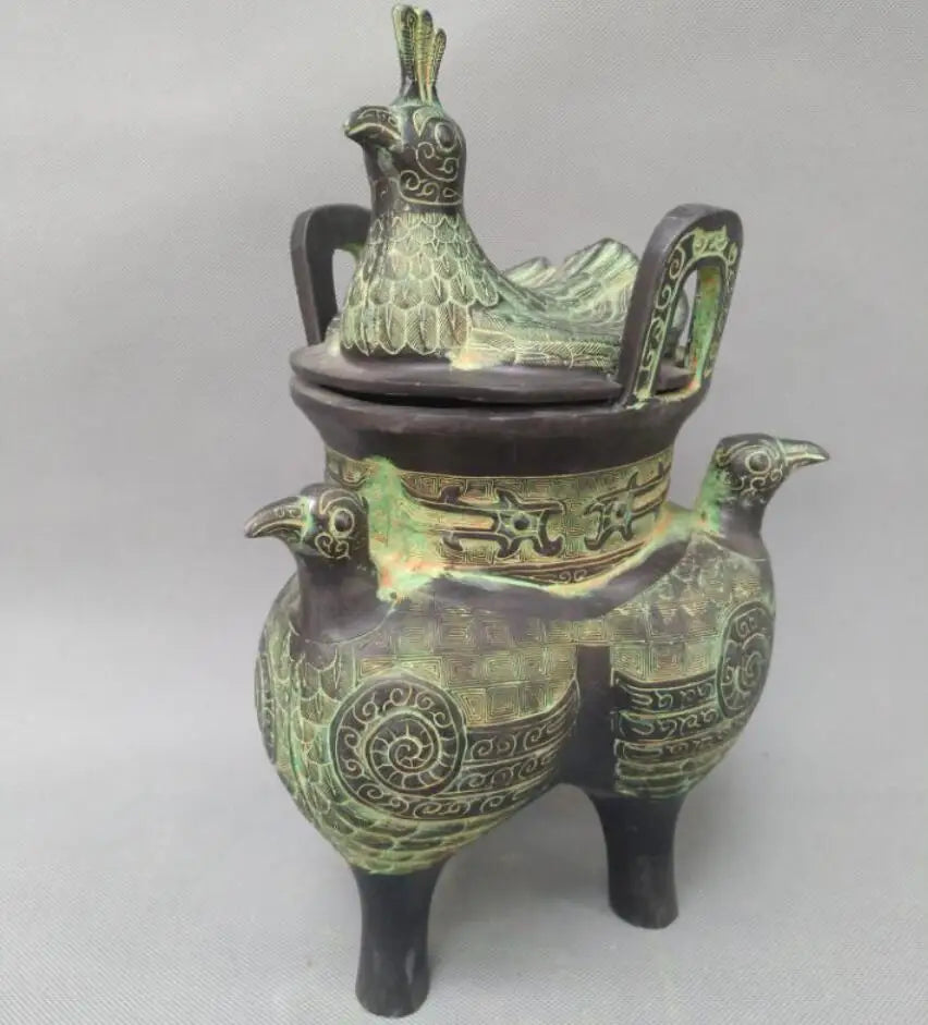 China bronze three bird tripod crafts statue