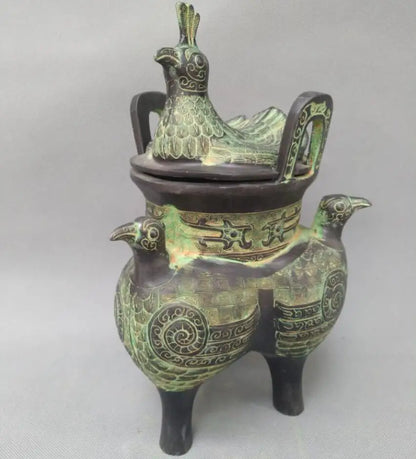 China bronze three bird tripod crafts statue