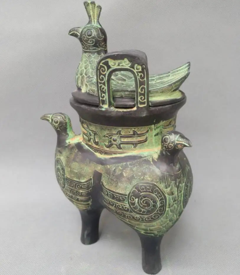 China bronze three bird tripod crafts statue