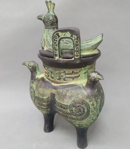 China bronze three bird tripod crafts statue