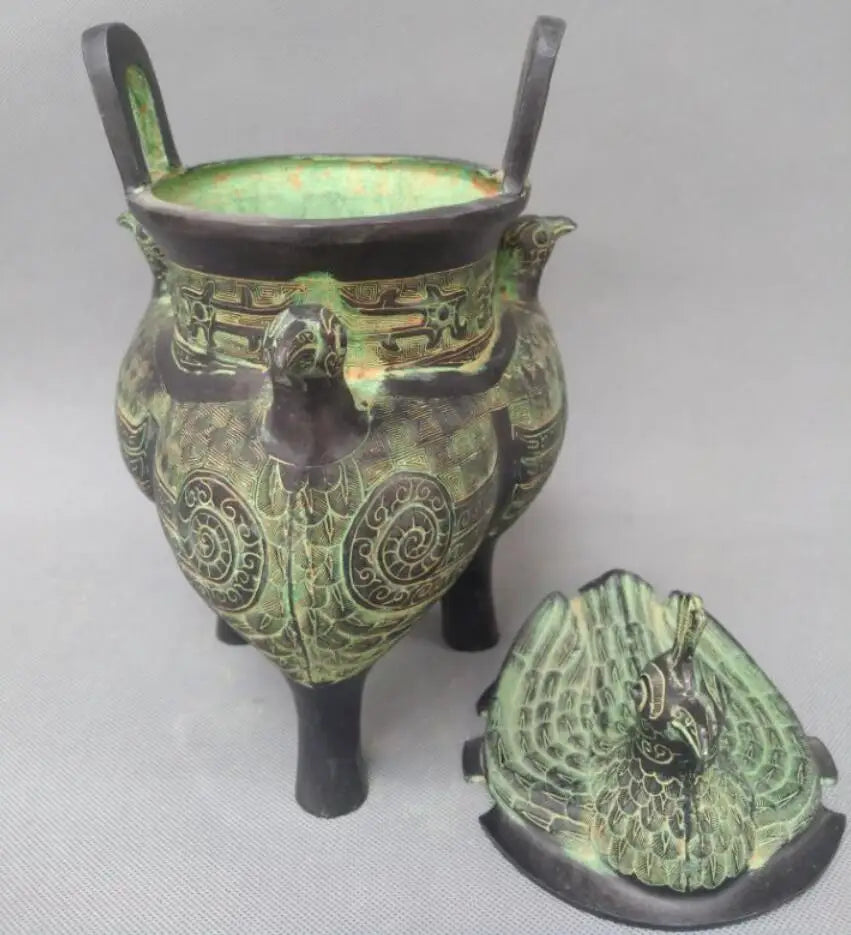 China bronze three bird tripod crafts statue