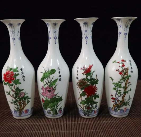 China ceramic Four Seasons Flower vase crafts statue A set