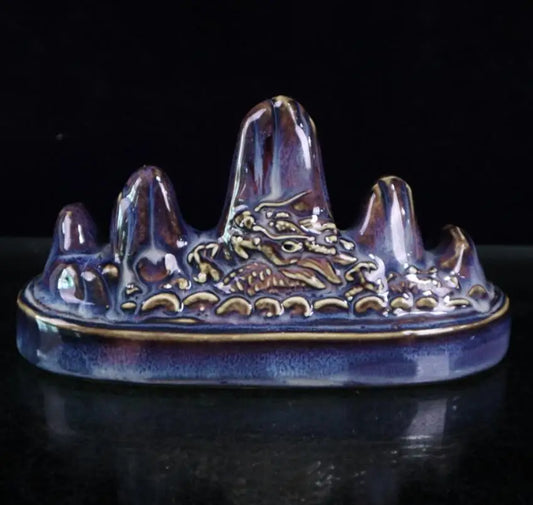 China ceramic dragon head Mountain shape Pen rack crafts statue