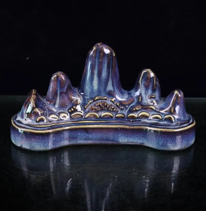 China ceramic dragon head Mountain shape Pen rack crafts statue