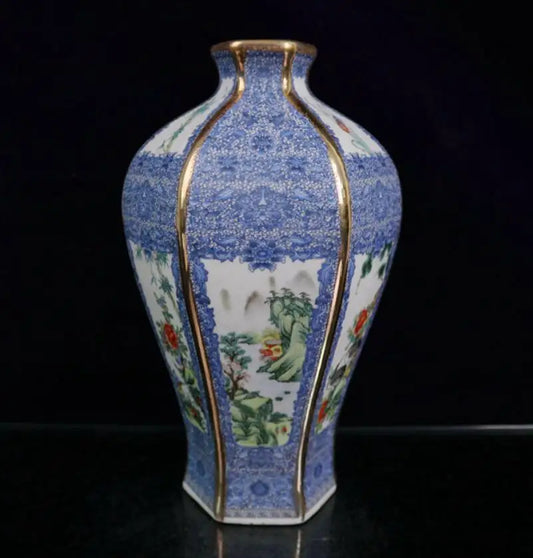 China ceramic flowers bird six parties vase crafts statue