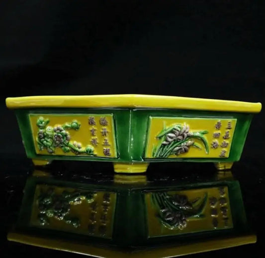 China ceramic six parties flower pot crafts statue