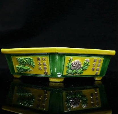 China ceramic six parties flower pot crafts statue