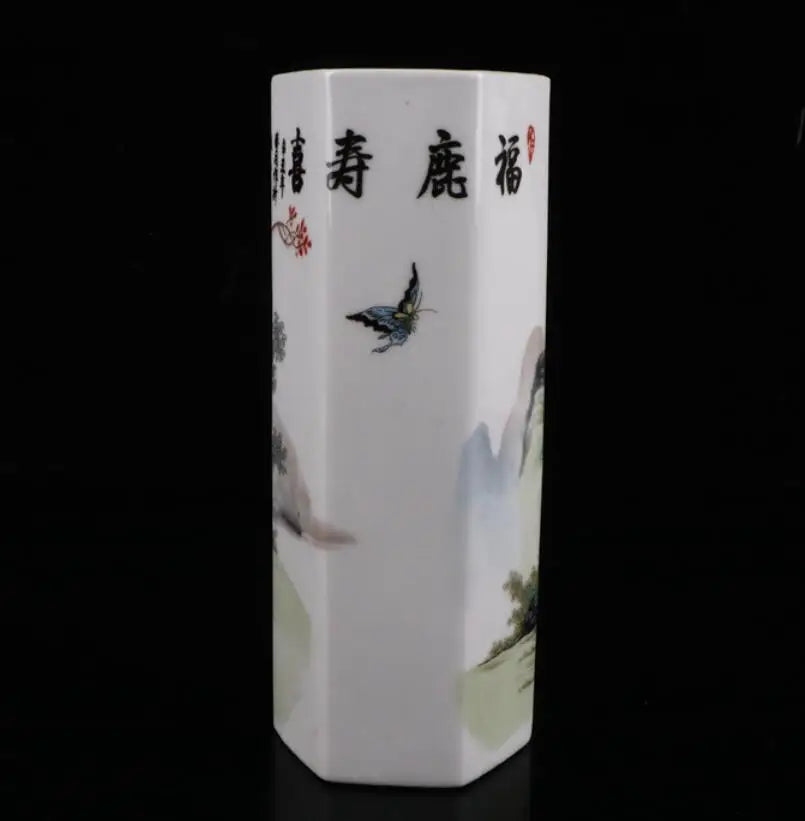 China ceramic six parties vase crafts statue A pair