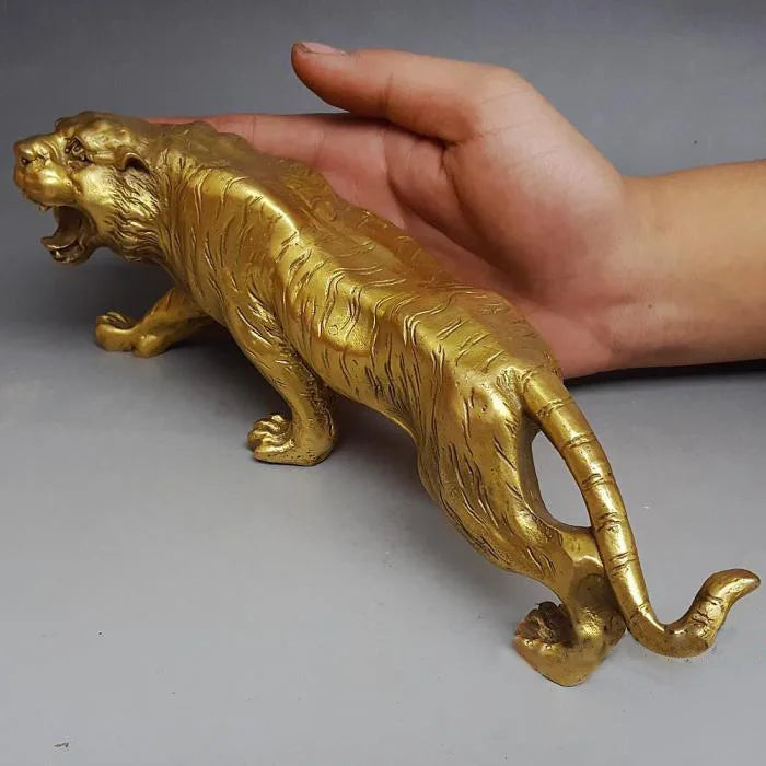 China collection archaize brass leopard crafts Statue