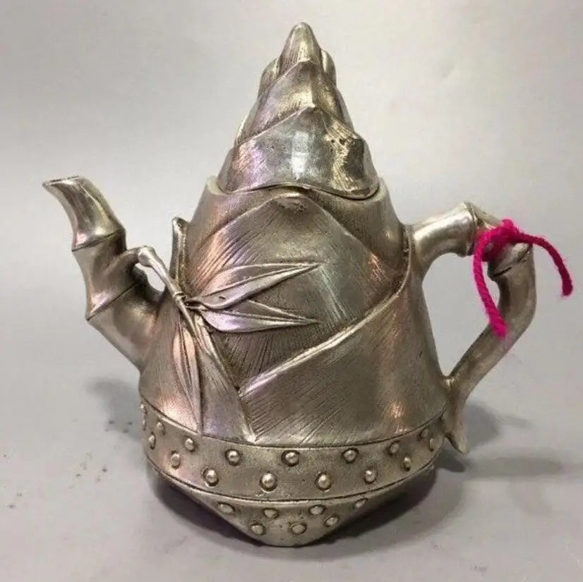 China copper Bamboo teapot crafts statue