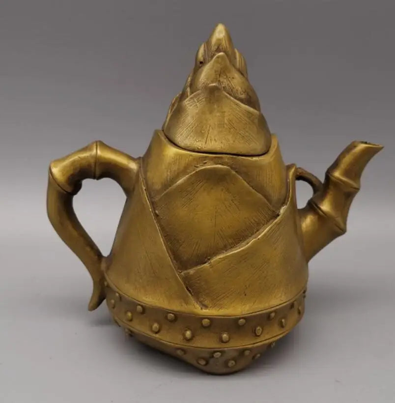 China copper Bamboo teapot crafts statue