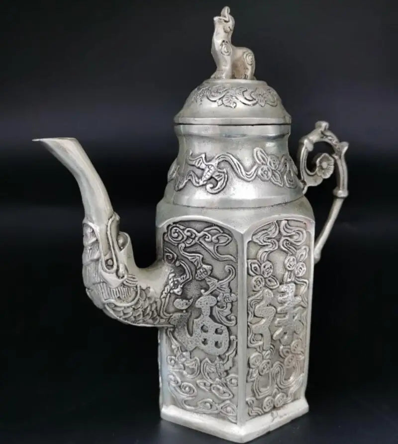 China copper Fu lu shou flagon crafts statue