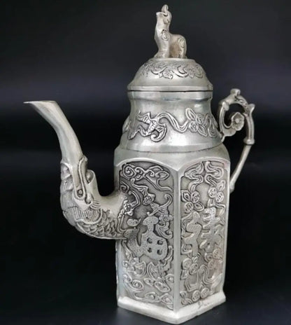 China copper Fu lu shou flagon crafts statue