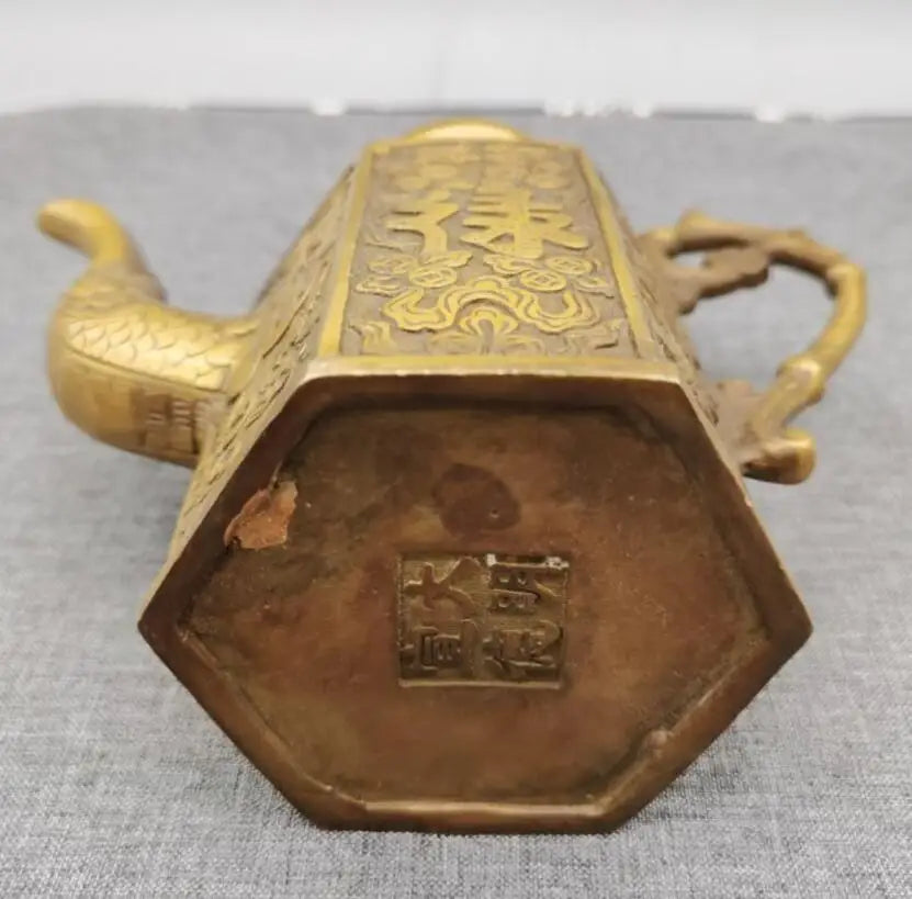 China copper Fu lu shou flagon crafts statue