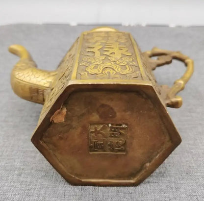 China copper Fu lu shou flagon crafts statue