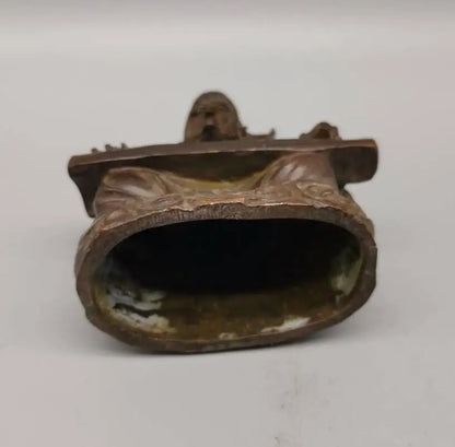 China copper Long eyebrows Arhat Buddha small crafts statue