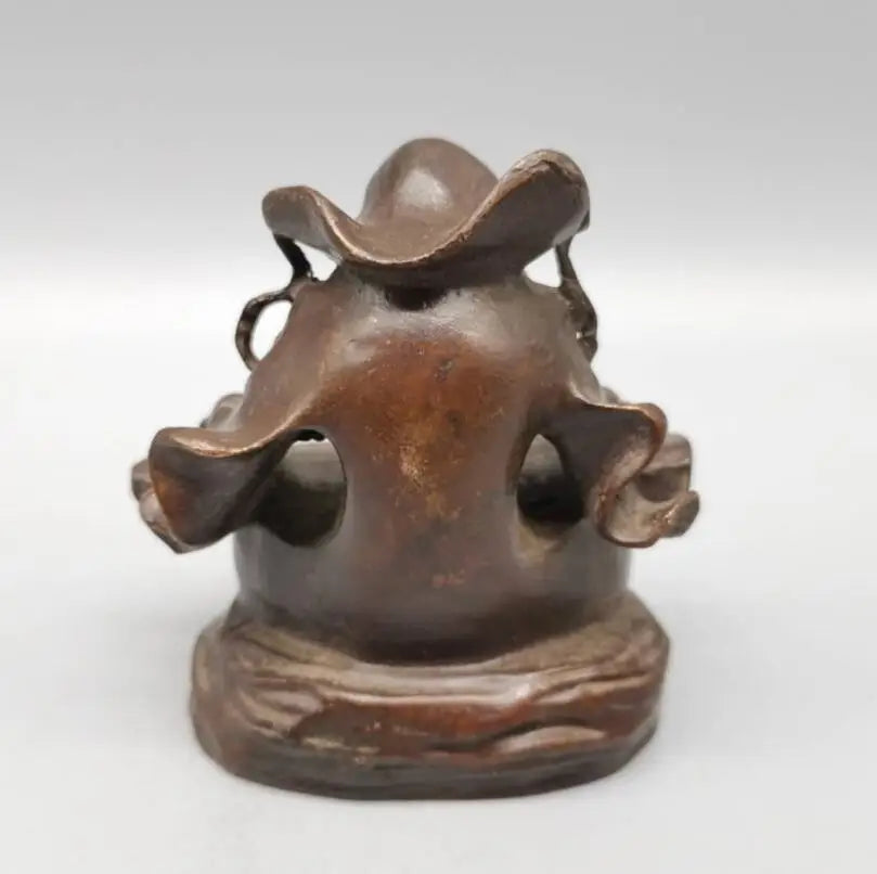 China copper Long eyebrows Arhat Buddha small crafts statue