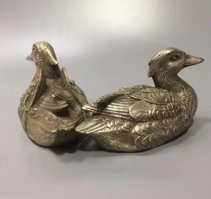 China copper Mandarin duck crafts statue A pair