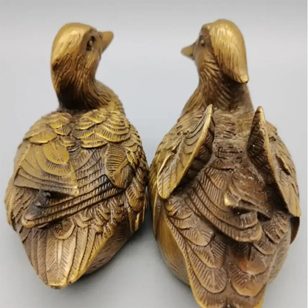 China copper Mandarin duck crafts statue A pair