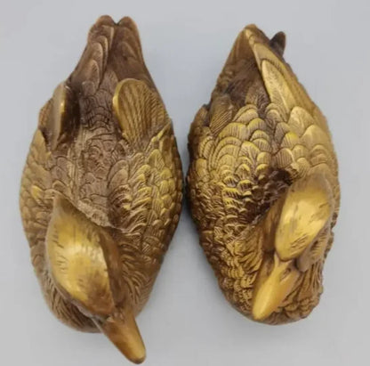 China copper Mandarin duck crafts statue A pair