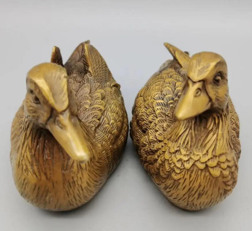 China copper Mandarin duck crafts statue A pair