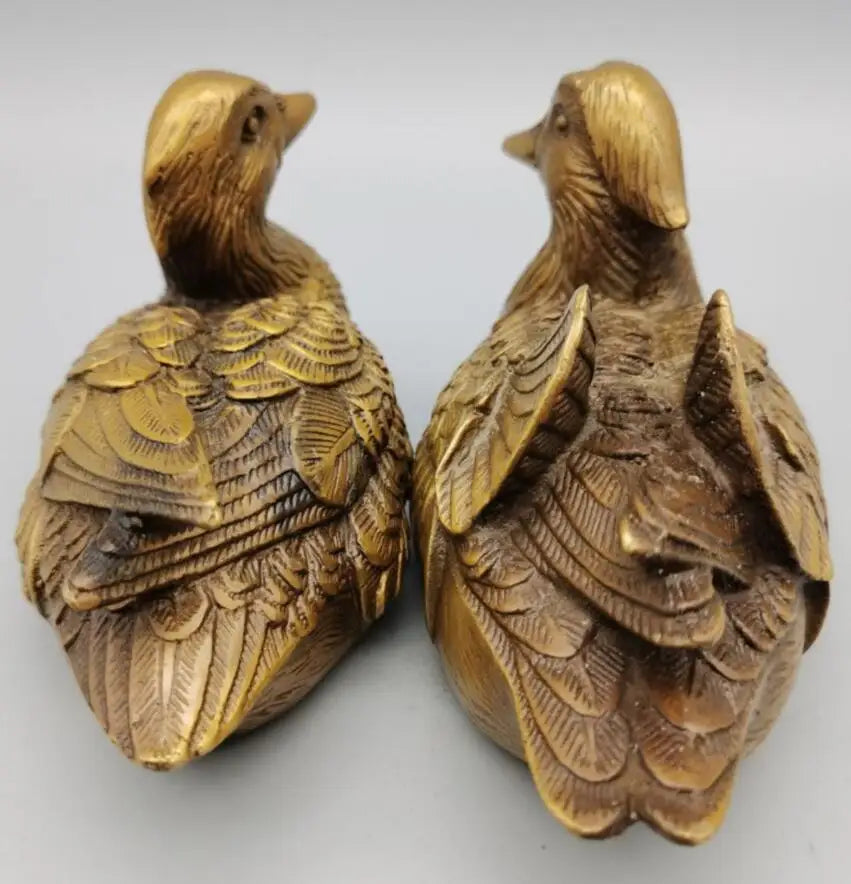 China copper Mandarin duck crafts statue A pair
