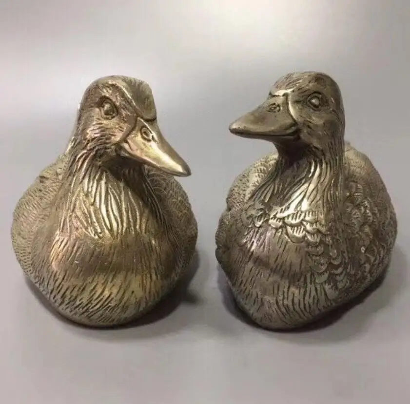 China copper Mandarin duck crafts statue A pair