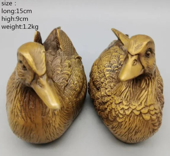 China copper Mandarin duck crafts statue A pair