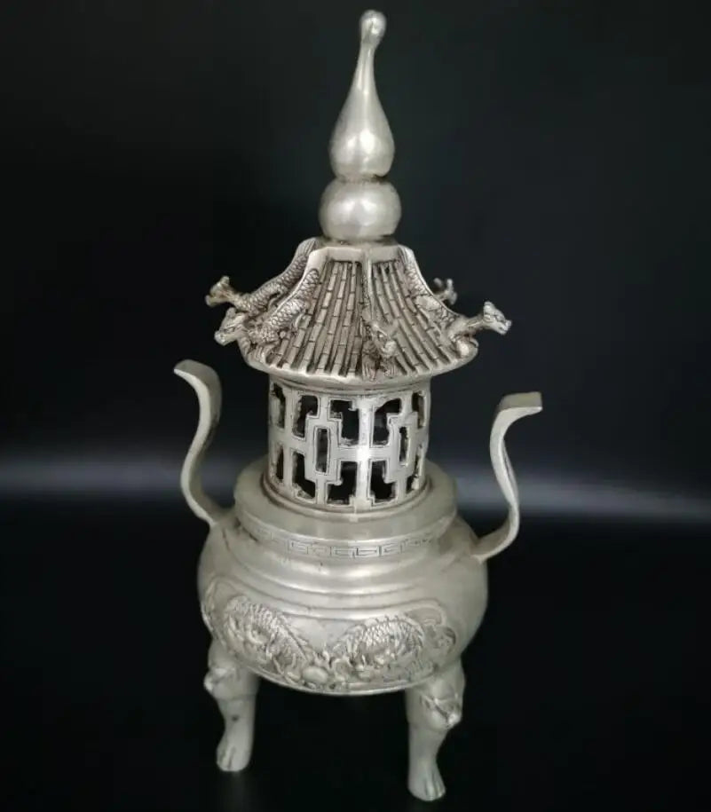 China copper Tower incense burner crafts statue