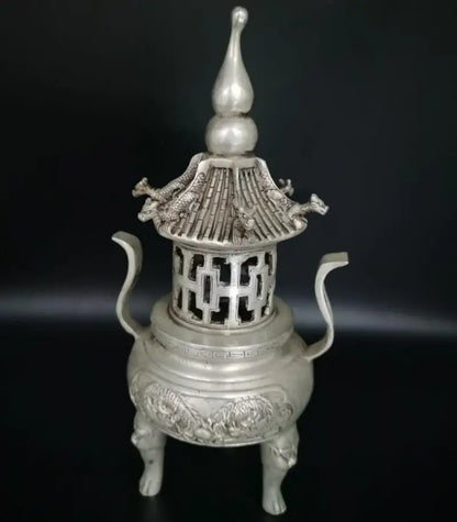 China copper Tower incense burner crafts statue