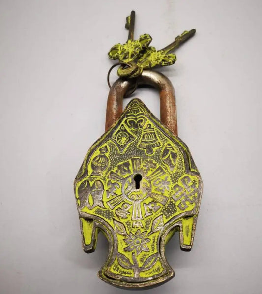 China copper archaize Buddha head lock crafts statue