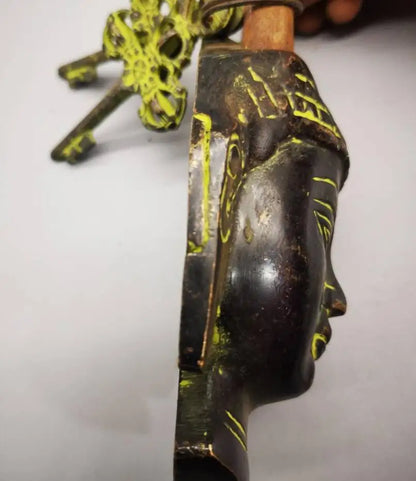 China copper archaize Buddha head lock crafts statue