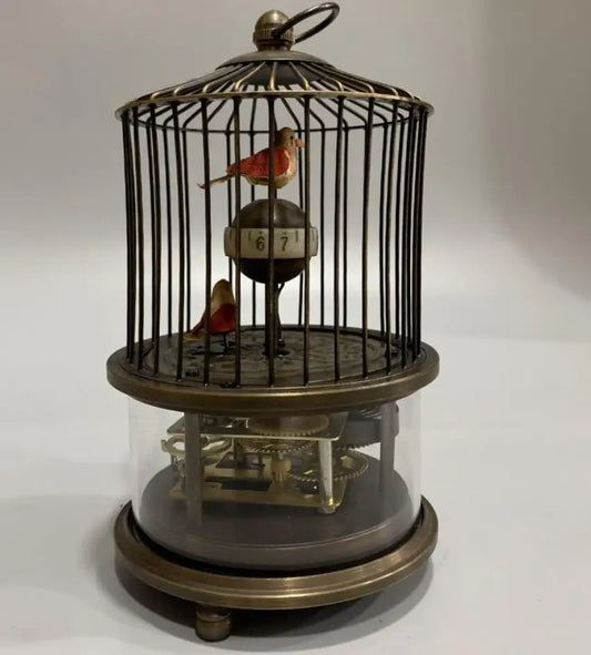 China copper archaize bird cage Clocks crafts statue #2