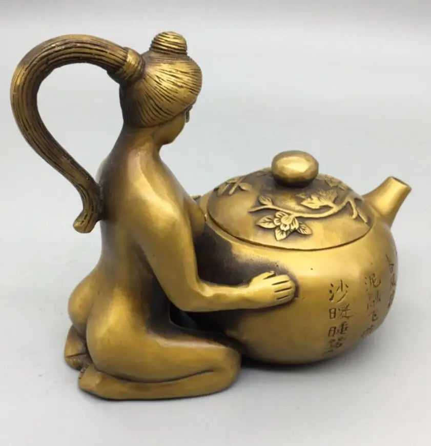 China copper beauty teapot crafts statue