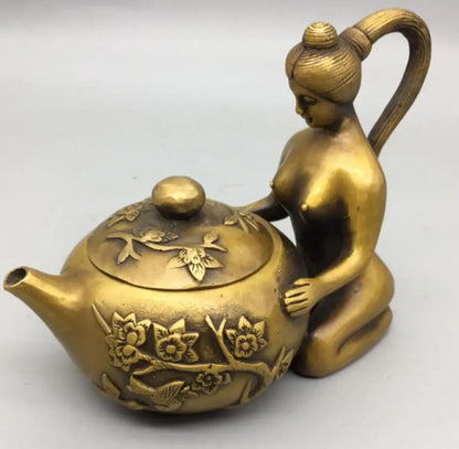 China copper beauty teapot crafts statue