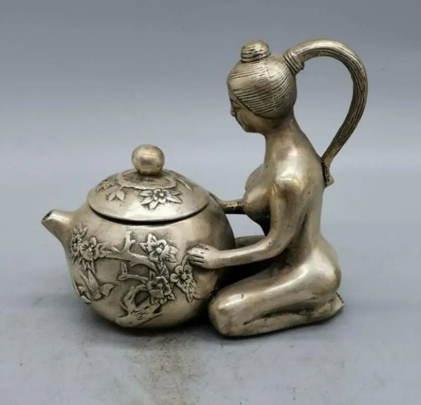 China copper beauty teapot crafts statue