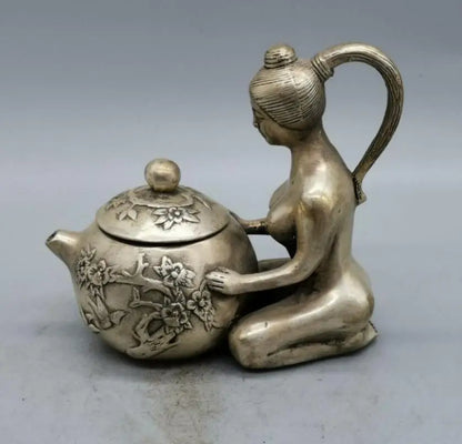 China copper beauty teapot crafts statue