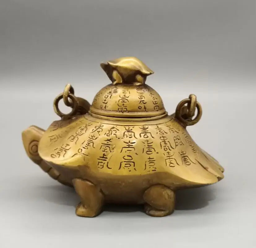 China copper longevity turtle teapot crafts statue