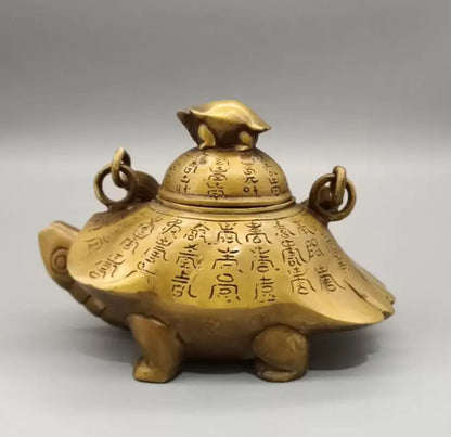 China copper longevity turtle teapot crafts statue