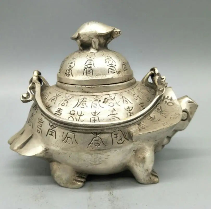 China copper longevity turtle teapot crafts statue