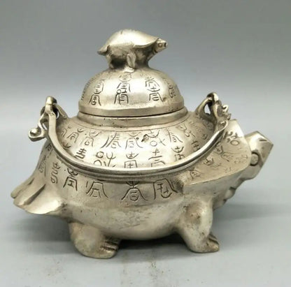China copper longevity turtle teapot crafts statue